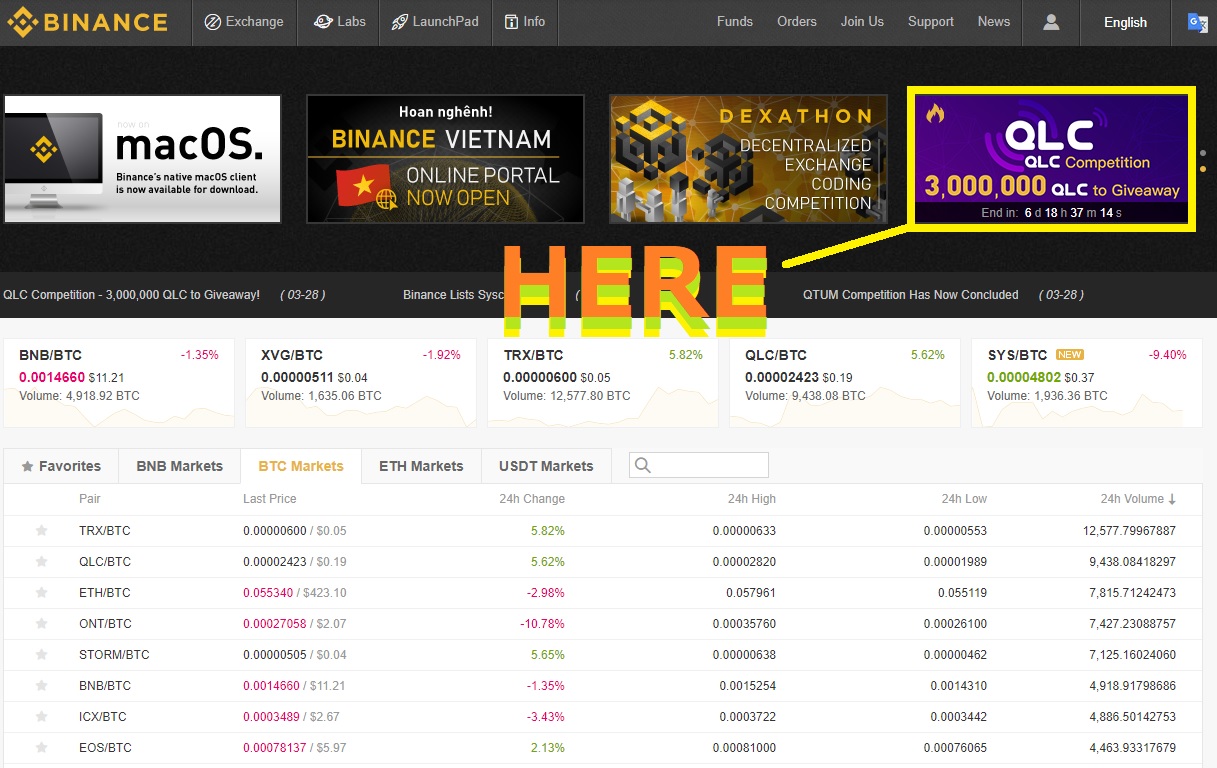 binance qlc competition